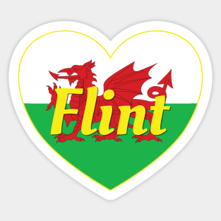 Flint Wales UK Wales Flag Heart Sticker